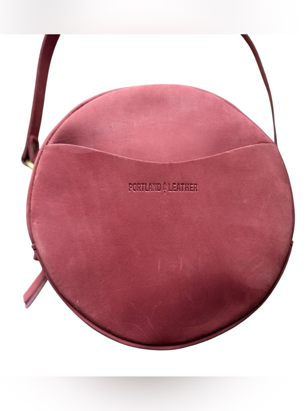 Portland Leather Goods Large Circle Bag 9" Foxglove Pink Crossbody Purse Boho